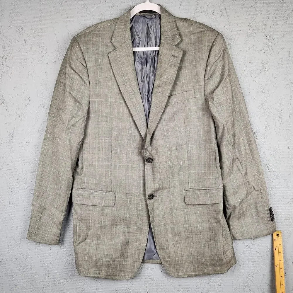 Lauren Ralph Lauren Blazer Mens 42L Gray Glen Plaid Slim Fit Wool Sport Coat